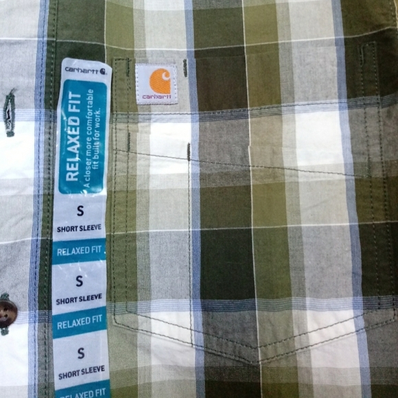 New w/Tags Carhartt Relaxed Fit Short Sleeve Plaid Button-Up Shirt - Small - Picture 4 of 8